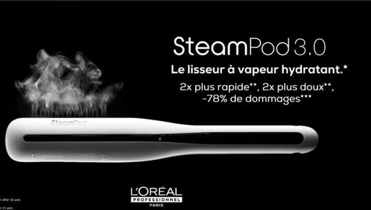 SteamPod 3.0 with Black Pouch and products for fine or thick hair